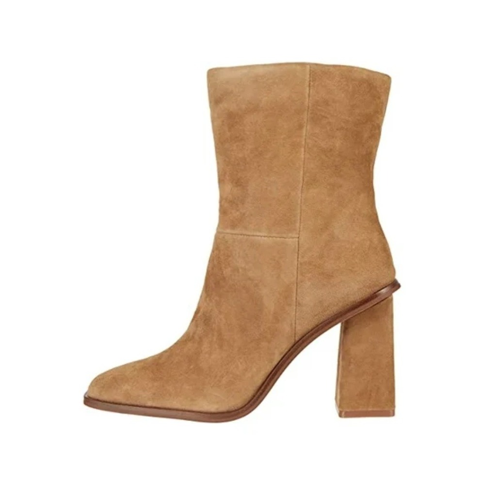 Vince Camuto | Dantania Mid Calf‎ Suede Block Heel Boot in Tan
